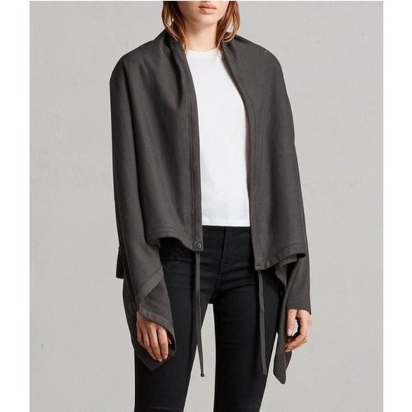 All Saints NWOT Gray Ivy Drape Jersey Cardigan Sweatshirt XS - Picture 7 of 12
